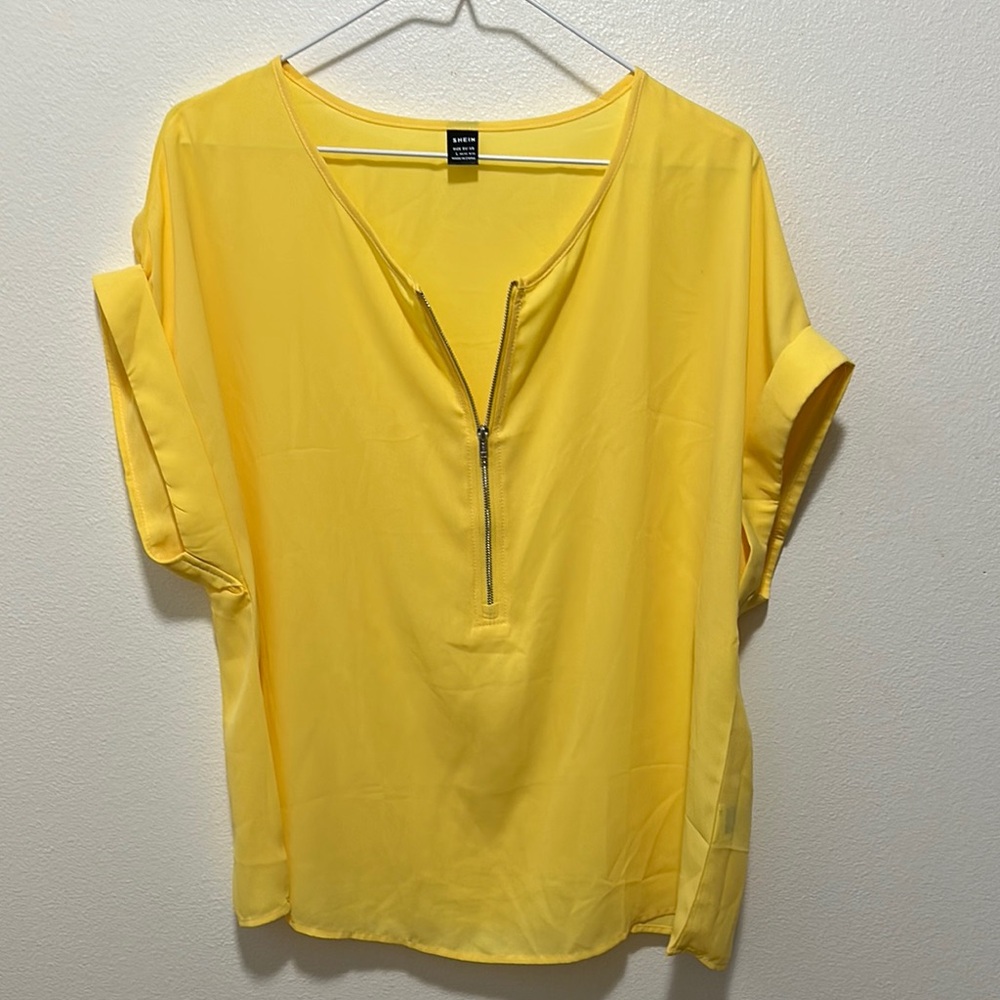 Yellow V-Neck Zip Top - Picture 2 of 5